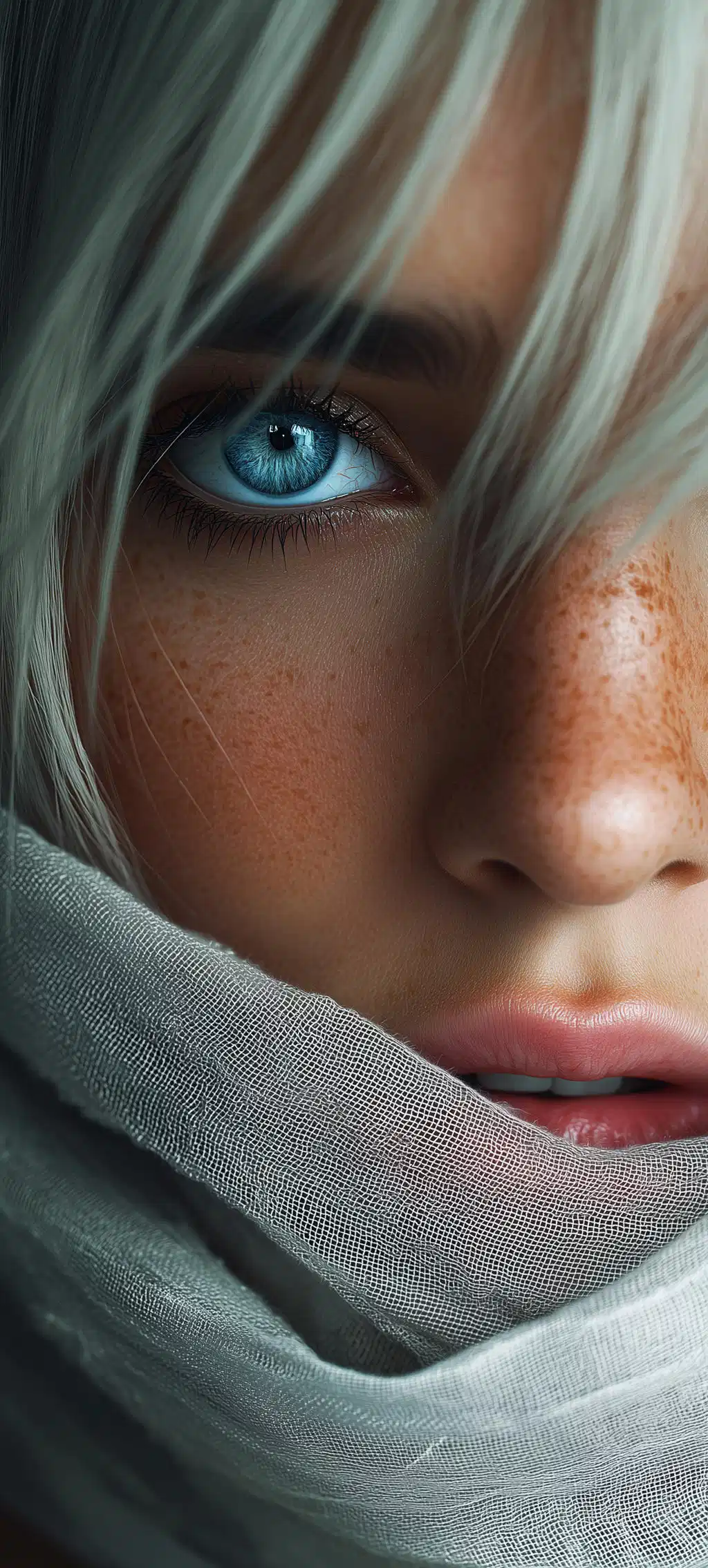 Beautiful Anime Girl Close Up Stare Wallpaper